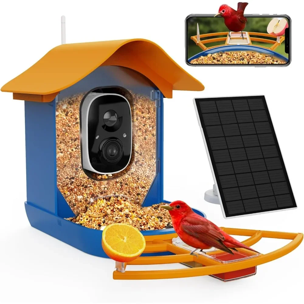 Smart Bird Feeder with Camera+Solar Panel7 Add-on, 1080P AI Identify 10000+ Birds, Auto Detection & Notify Wireless Outdoor Bird