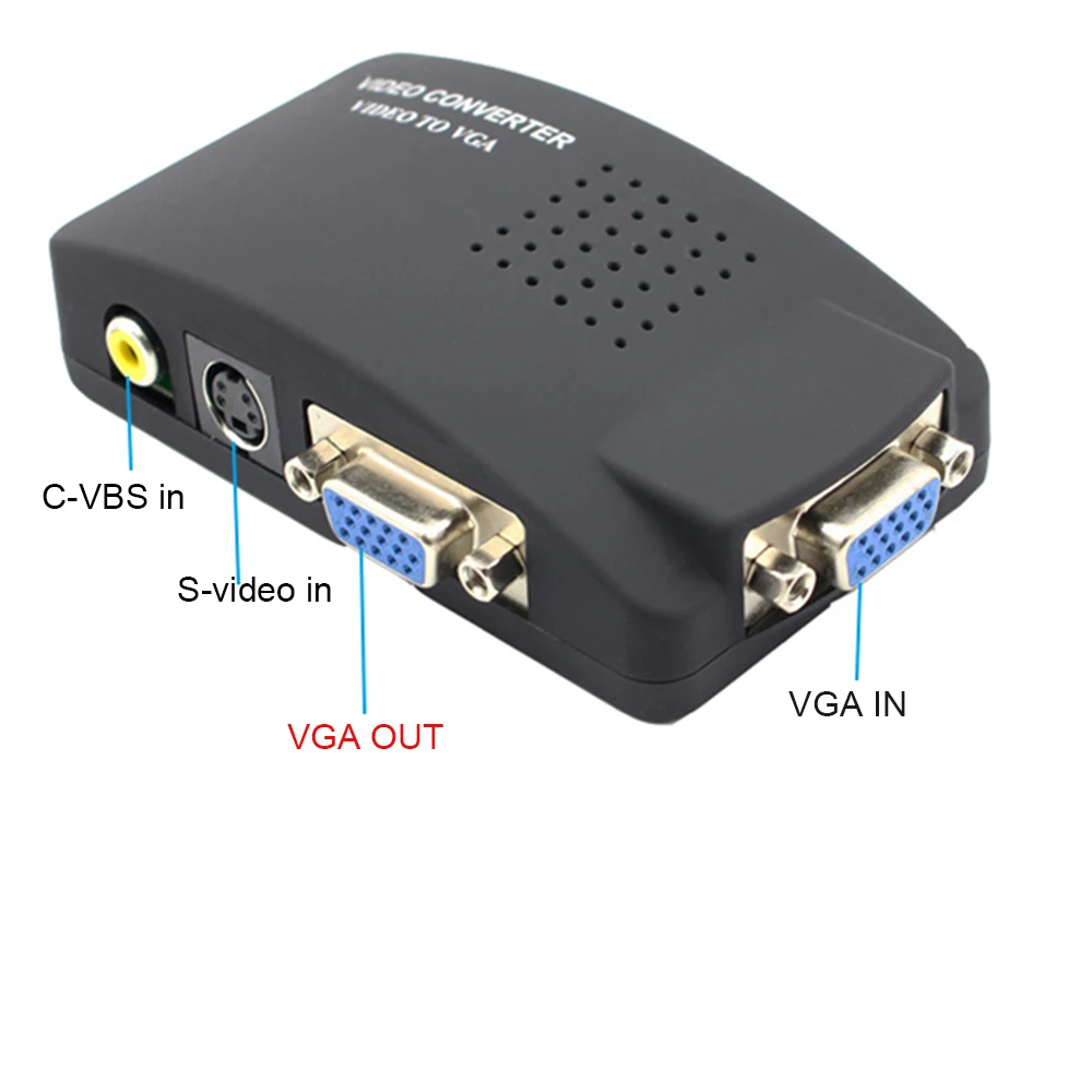 AV to VGA Converter adapter cable S-Video VAG Composite RCA AV to VGA Converter switcher box AV in to VGA out for STB,DVD,PC