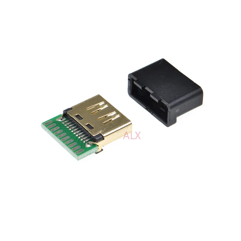 5PCS 19PIN 19P HDMI FEMale Jack/socket connector with PCB Board Solder Type with plastic shell