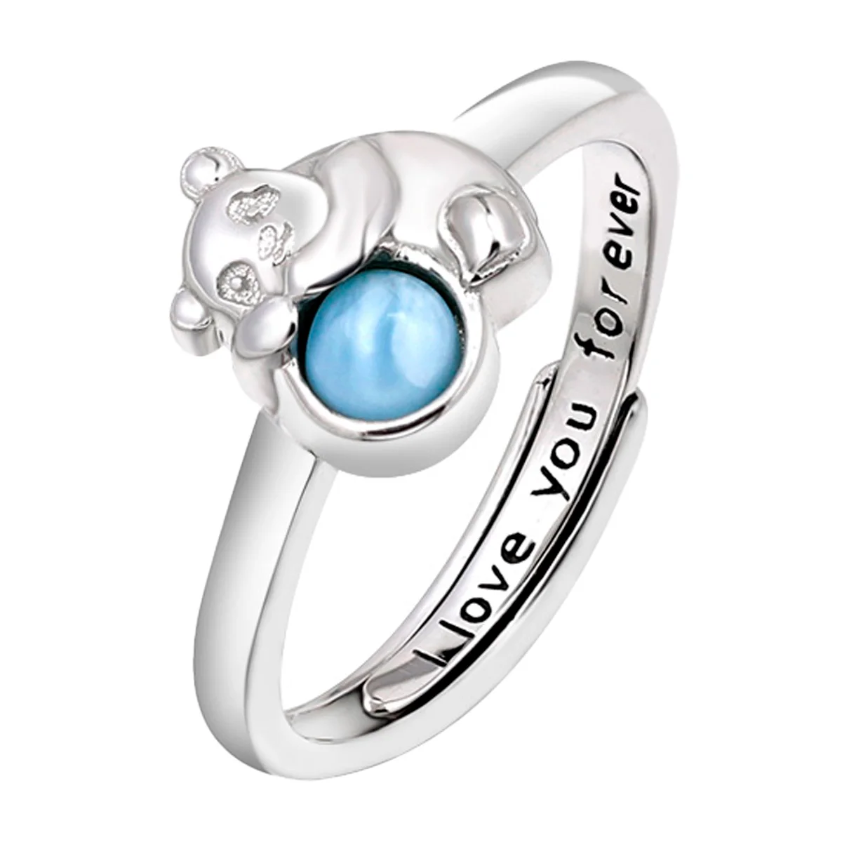 

Trendy 18K Gold Rhodium Plated Copper Ring with Larimar Stone, Elegant Fashion Jewelry for Women, Gift Idea