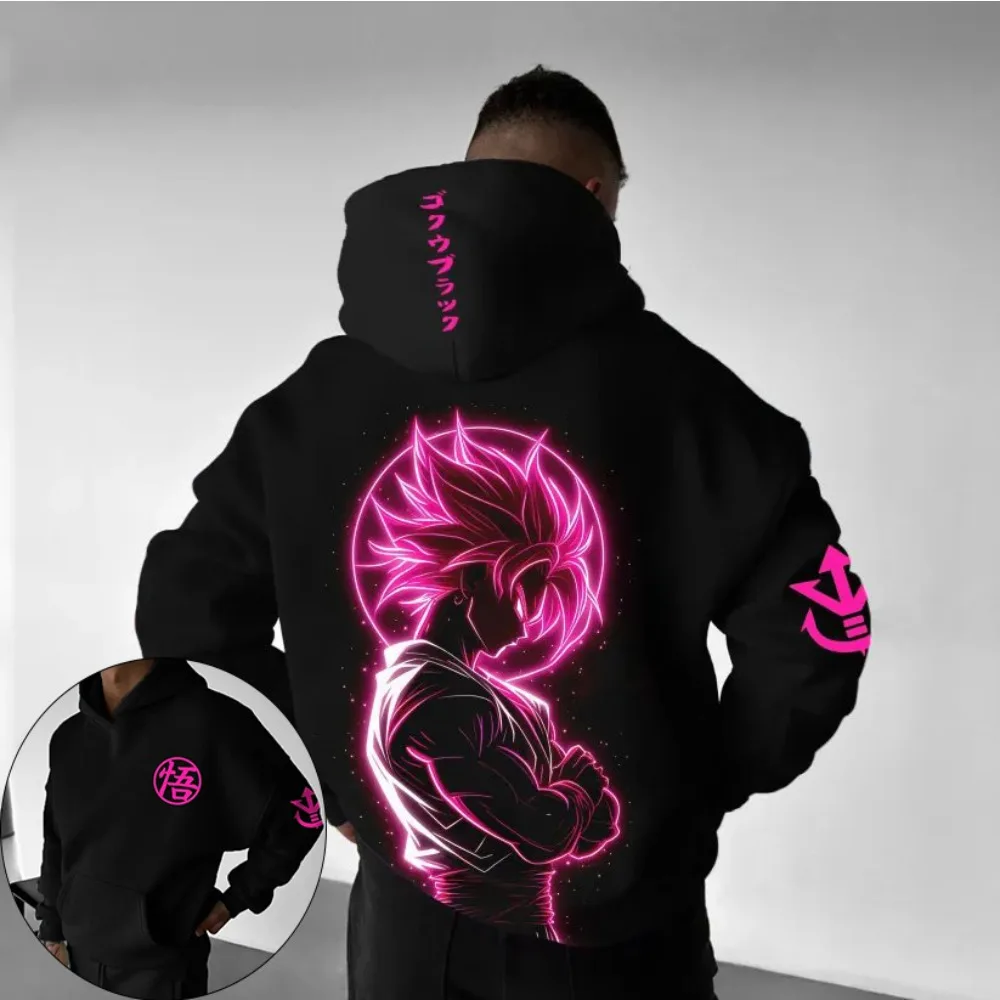 

Мужской свитер с капюшоном Dragon Ball, японское аниме Гоку, летняя мода, осень/зима 2025, толстовка из 100% чистого хлопка с принтом