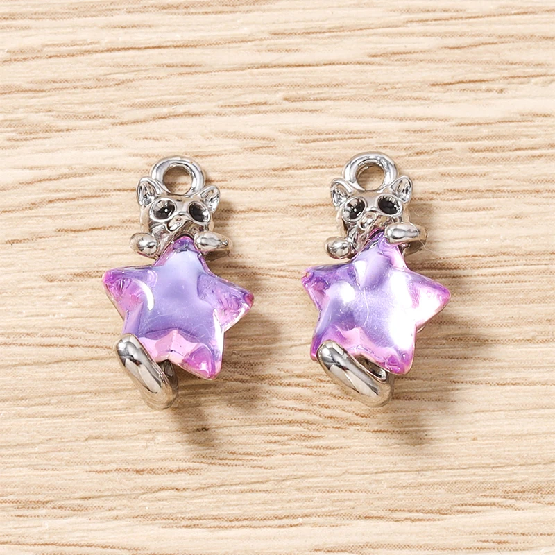 5 Stück, 10 x 18 mm, zarte Kristall-Stern-Anhänger zum Schmuckbasteln, für Ohrringe, Halsketten, Armbänder, DIY-Bastelarbeiten und Accessoires. – Detail 12