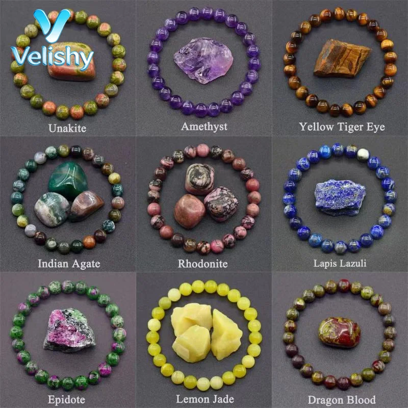 8mm Natural Stone Beaded Bracelets For Women Men Bring Wealth Love Energy Protection Crystal Beads Bracelets Meditation Jewelry