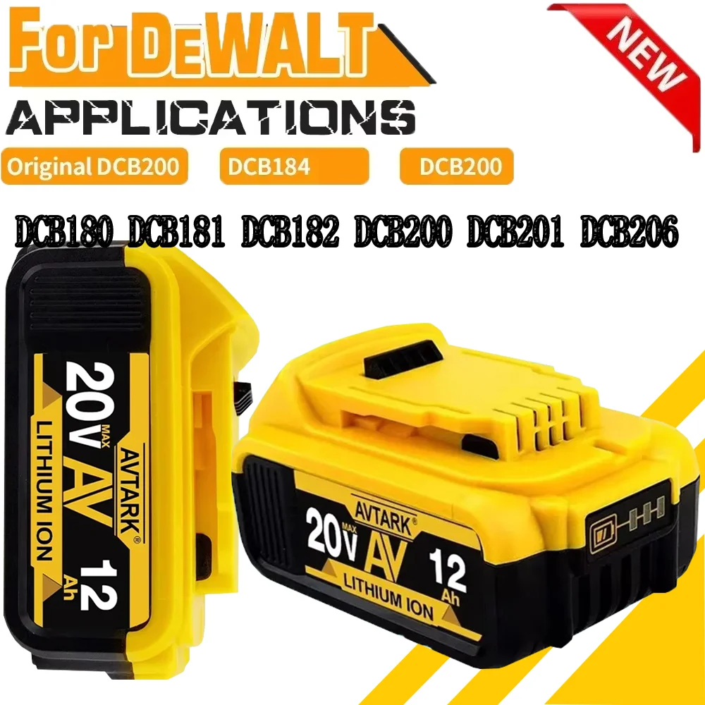 

Original DCB200 20V 12000mAh Lithium Replacement Battery For Dewalt 18V DCB184 DCB200 DCB182 DCB180 DCB181 DCB182 DCB201 DCB206