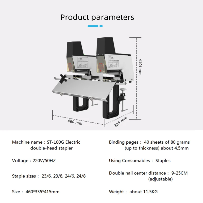 Stitcher eléctrico de doble sillín de uñas A3, máquina de encuadernación de papel de costura media, costura plana doble