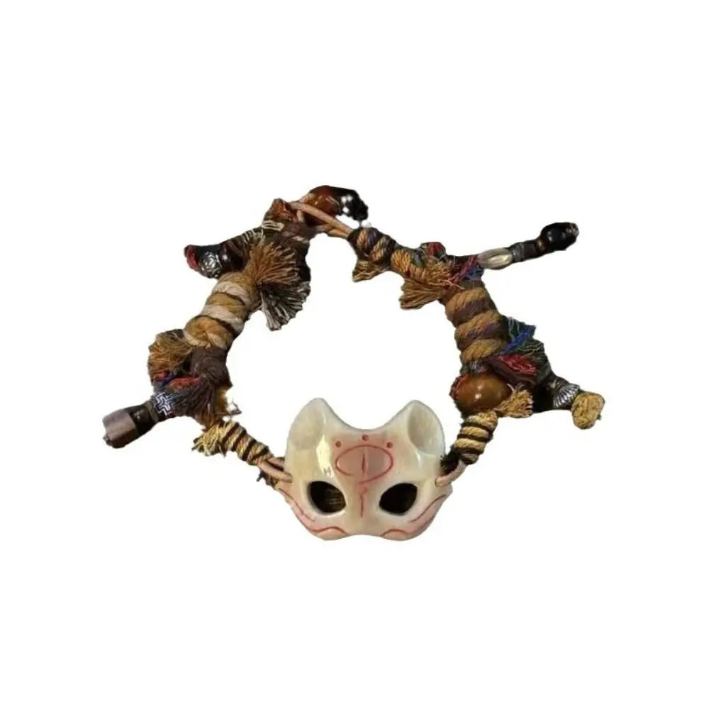 Bohemian Weave Rope Bracelet Vintage Mask Ethnic Style Bracelet Jewelry Accessories Wood Beads Retro Hand Ring Decoration