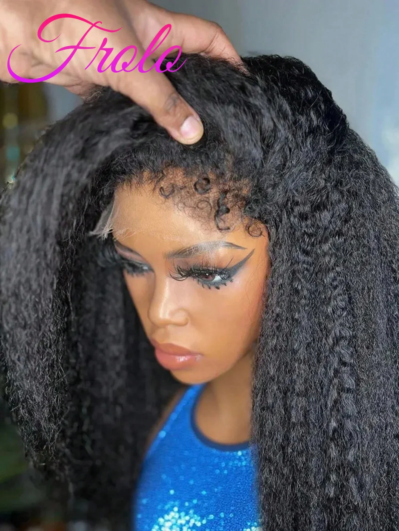 

360 Full Lace Human Hair Wig Kinky Straight Human Hair Wigs Put On And Go Glueless Wig 5x5 Lace Wig Pre Plucked Pre Cut For Women Natural Hair