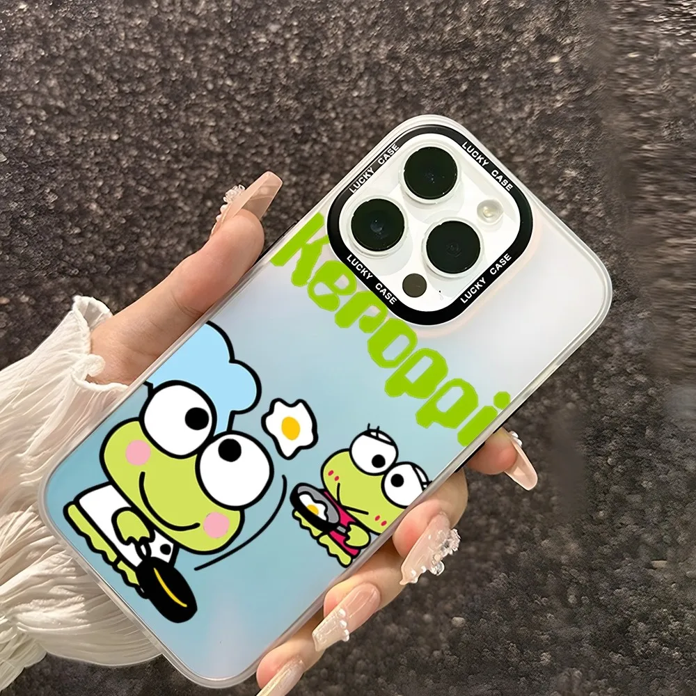 K-KeroppiS Cute Phone Case For IPhone 15 11 14 13 Pro Max 12 X XR XS 8 7 Plus Gradient IMD Funda Clear Matte Cover