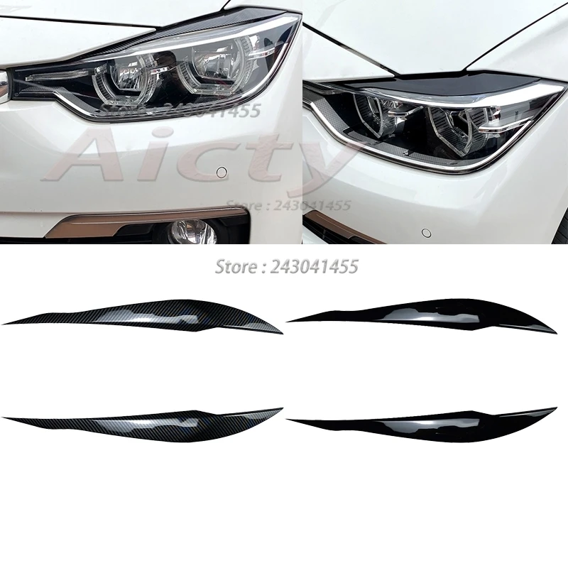 

Auto Headlight Lamp Eyebrows Cover Trim Stickers For BMW 3 Series F30 F31 318i 320i 2012-2018 Car Eyelids Lids New ABS Carbon