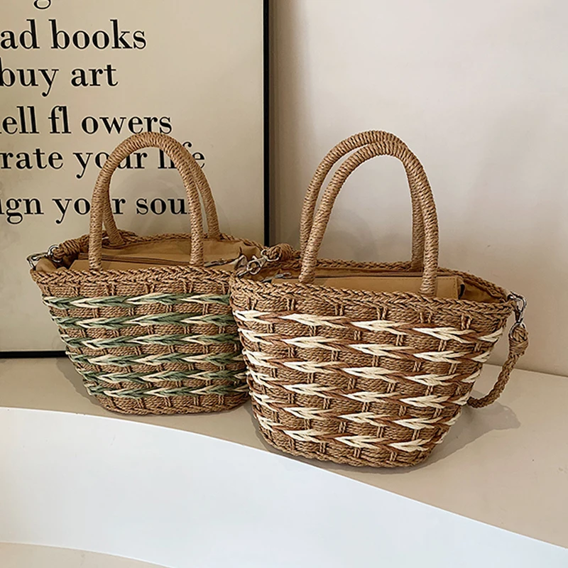 Hand woven Straw Bag Summer Women\'s Shoulder Bags High quality Retro Handbag Bohemian Casual Ldies Beach Bag New Crossbody Bags