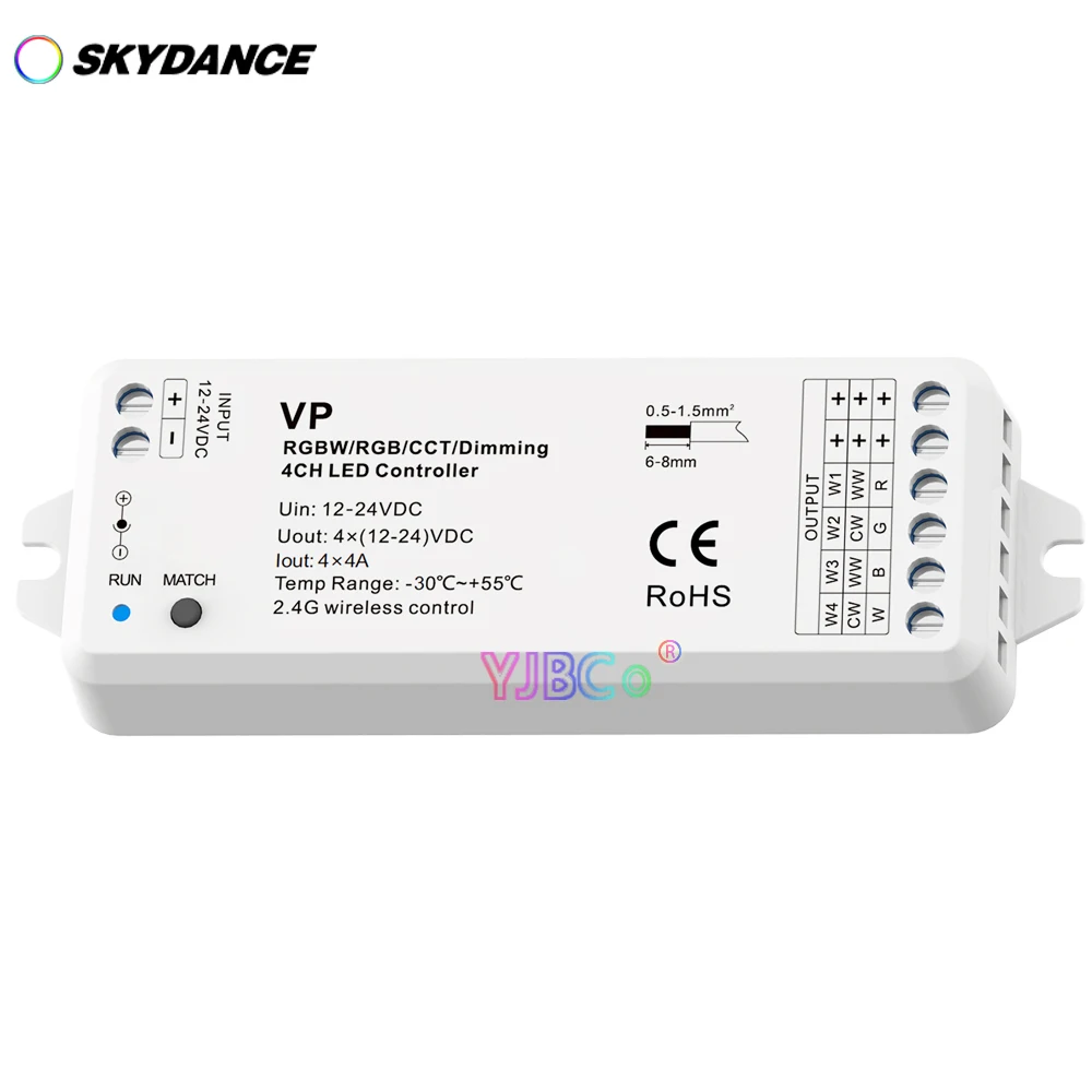 Skydance RGBW LED Controller Set 12-24VDC 4A*4CH RGBW LED Strip Dimmer VP & R8-1 RF 2.4G 1 Zone RGB/RGBW Remote switch Control