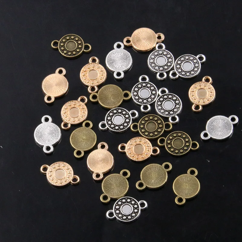 

30PCS 11*17mm Wholesale 3 Color Charm Round Circular Connector Pendant Metal Alloy DIY Necklace Bracelet Earrings Material