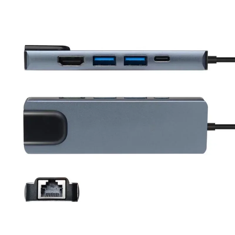 

Концентратор USB-C с блоком питания Разветвитель док-станции типа C, совместимый с телефоном, ноутбуками, планшетами Android MacBook/Pro/Air