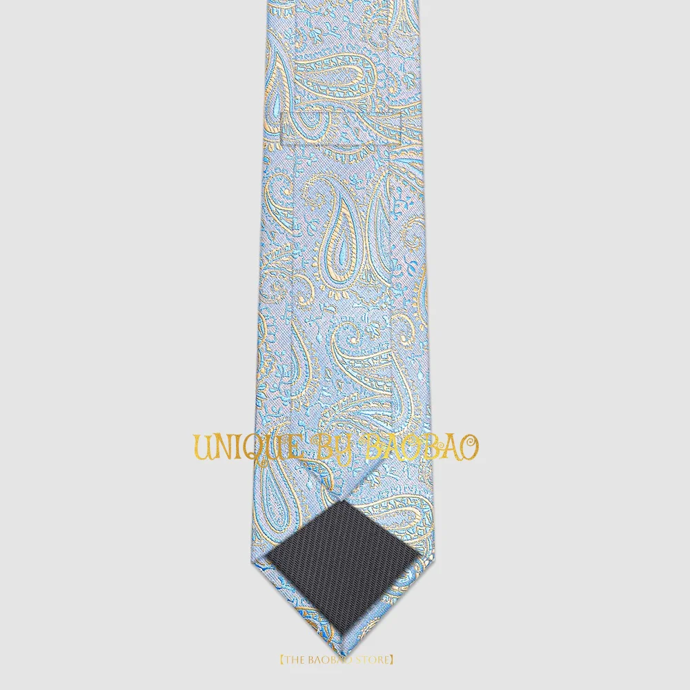 Blue Paisley Print Mens Ties Unique Gift Fashion Casual Neckties for groom wedding engagement cocktail party wear