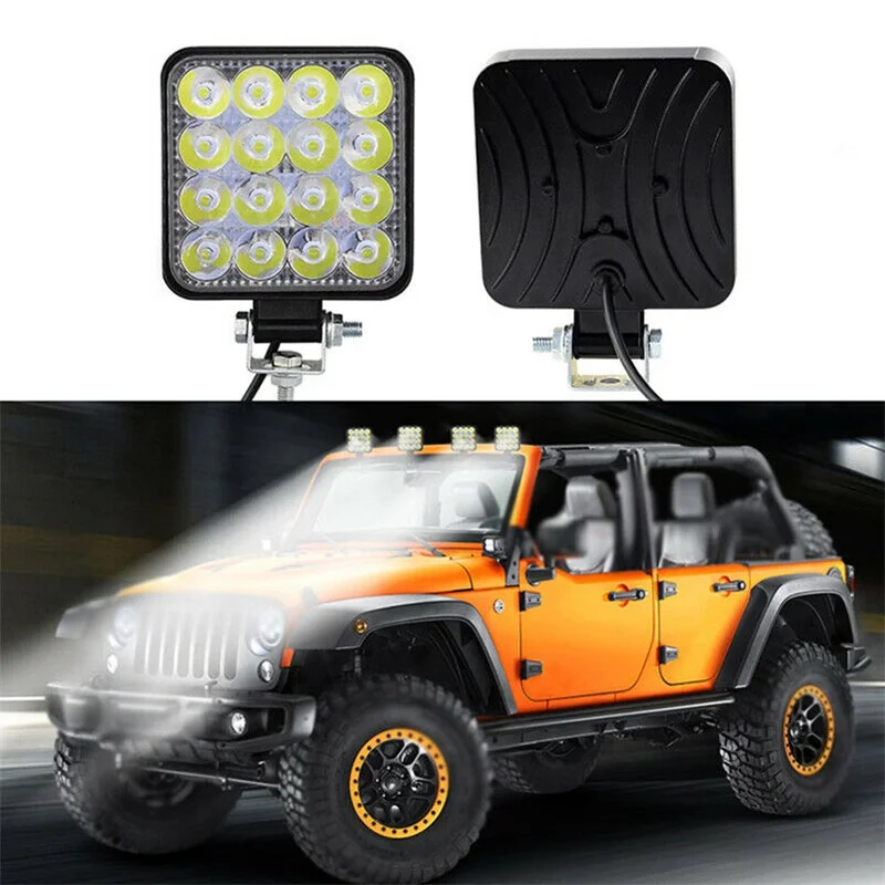 

48W Mini Square High Power LED Car Work Light 12V 24V SUV Off Road Light Auxiliary Light Modified Headlights Spotlights 4/2/1PCS