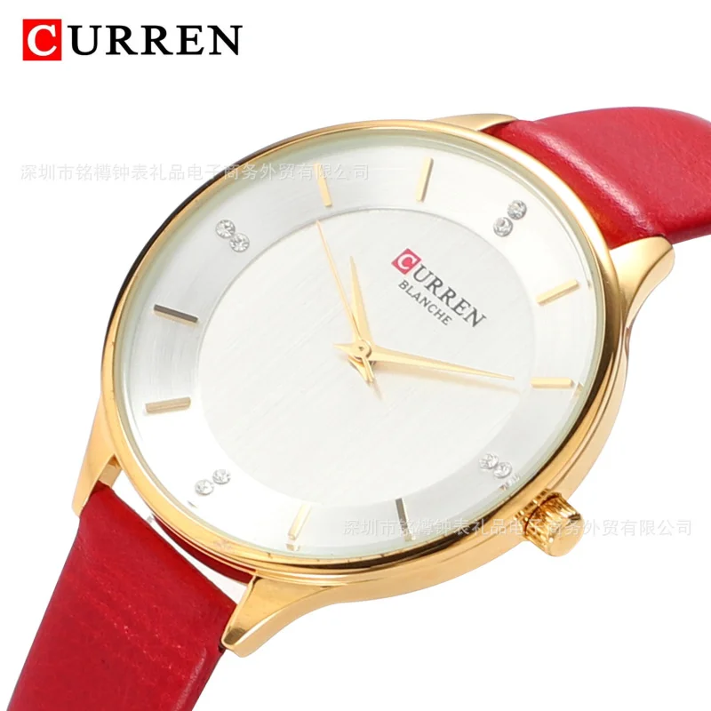 CURRENCarryan9041Поясные часы Водонепроницаемые кварцевые часы Модные повседневные часы с кожаным ремешком Женские часы