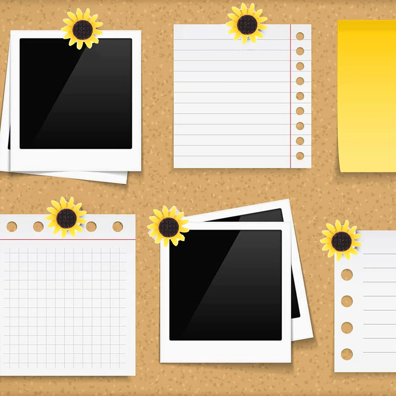 

40Pcs Sunflower Pushpins Resin Metal Thumbtacks Cute Cork Board Accessories Durable Desk Decorations Travel Photos