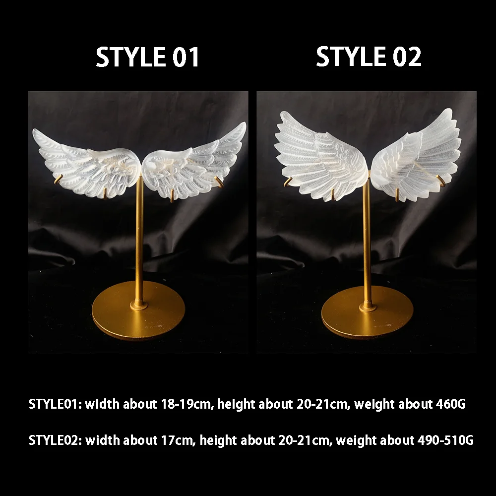 1 Pair White Selenite Crystal Crafts Wings Sculpture Healing Gemstone Stone Gifts  Home Ornament Decoration