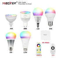 MiBoxer 4W 5W 6W 9W 12W Led Bulb GU10 E27 Led Light Smart 2.4G RF Wireless WiFi Remote Control CCT RGB+CCT Mi-Light LED Lamp