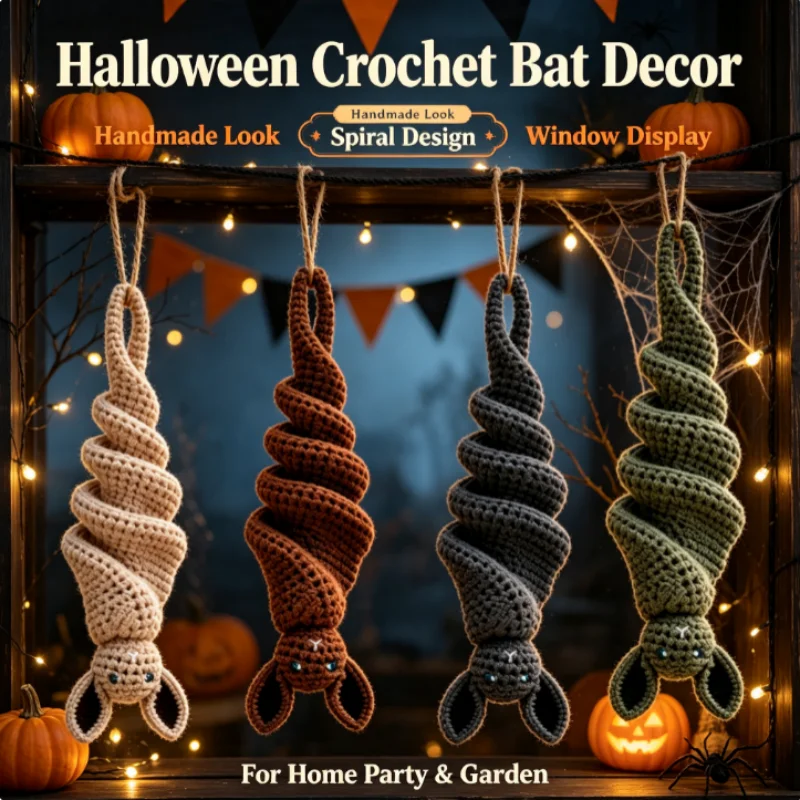 Beginner‑friendly Bat Wind Spinner Craft Kit Spiral Yarn Knitting Project Build Spooky Hanging Decor For Halloween House Display