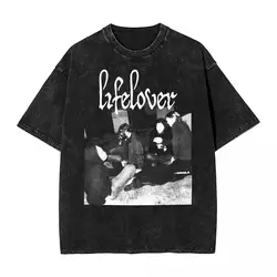 Washed T Shirts Lifelover Band Hip Hop Casual T-Shirt High Street Streetwear Short Sleeve Graphic Tops Tees for Men Women