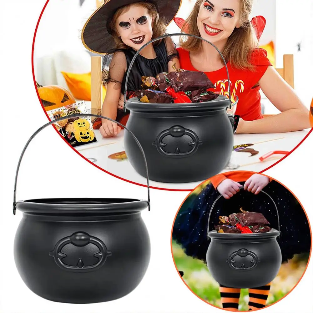 2Pcs Halloween Candy Bucket Large Witch Cauldron Plastic Kettle Halloween Pot Snack Container For Party Favors Cosplay Events