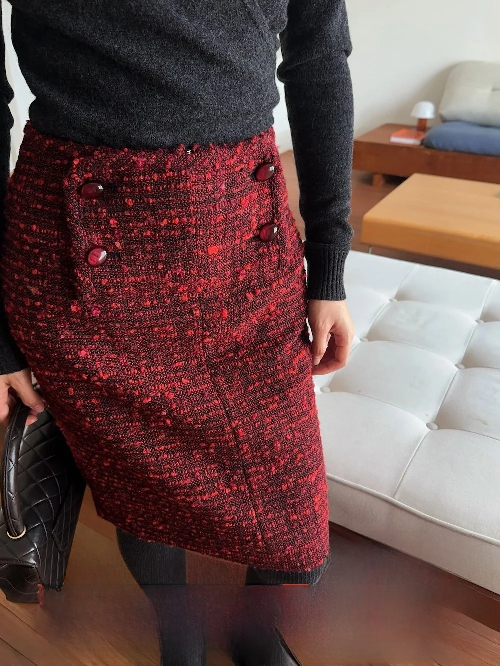 Falda de lana Lowey Tipsy Candies con diseño de cremallera frontal, cintura alta, corte ajustado, para ir al trabajo, estilo Ciwalk