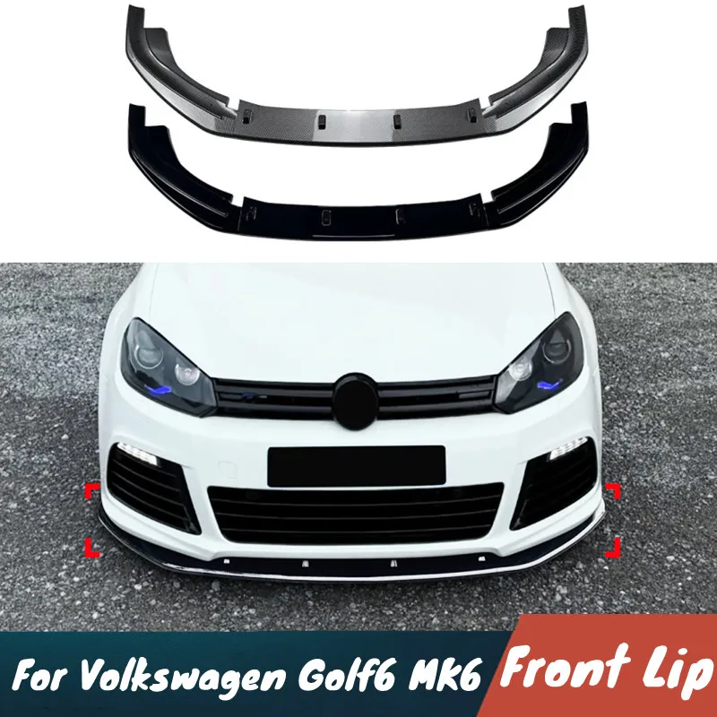 

For Volkswagen Golf6 6R MK6 2008-2012 Car Front Bumper Lip Chin Spoiler Splitter Black Carbon Body Kit Tuning Accessories