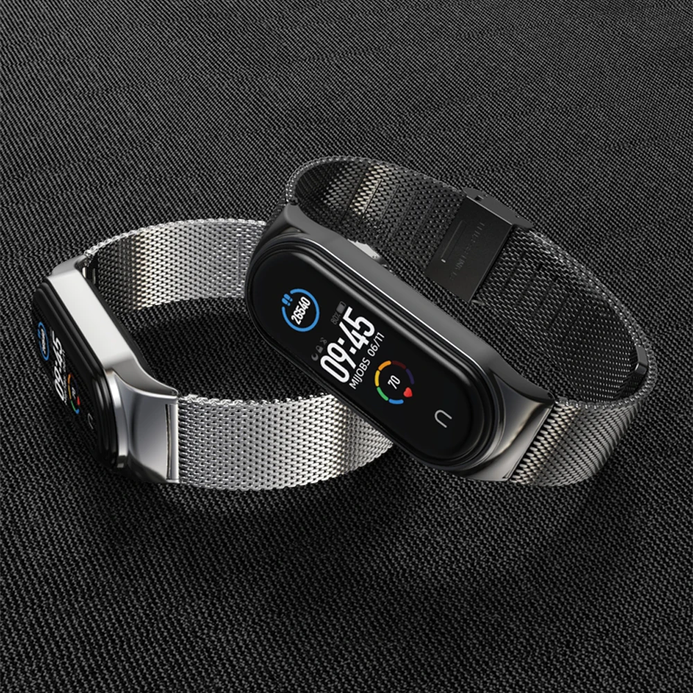 Strap for Mi Band 7 6 5 4 3 Metal Milanese Mi Band 5 Strap Bracelet Pulseira Wristbands for Xiaomi Miband 4 3 Correa Replacement
