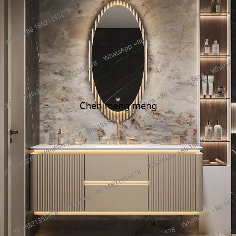 

Floating Modern Luxury Bathroom Cabinet Mirror Led Light Space Saver Bathroom Cabinet Restroom Accessories Badschrank Furniture