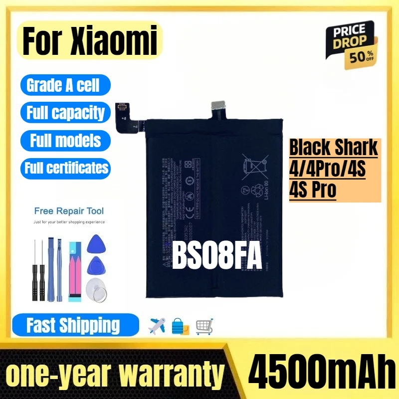 

BS08FA for Xiaomi Black Shark 4/4Pro/4S/4S Pro Phone Battery High Quality High Capacity Replacement Bateria Grade A Cell Tools