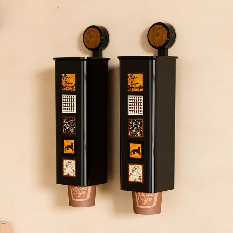 

Vintage Suction Cup Paper Cup Holder - No Drill Wall Mounted Walnut Wood Dispenser for Coffee Cups & Party Supplies,Space Saving