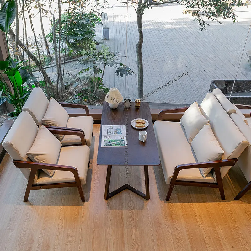 

Комплект мебели JT40C: Столы и стулья из массива дерева с диванами-боксами для кафе, лаунжей, зон ресепшн и переговорных комнат