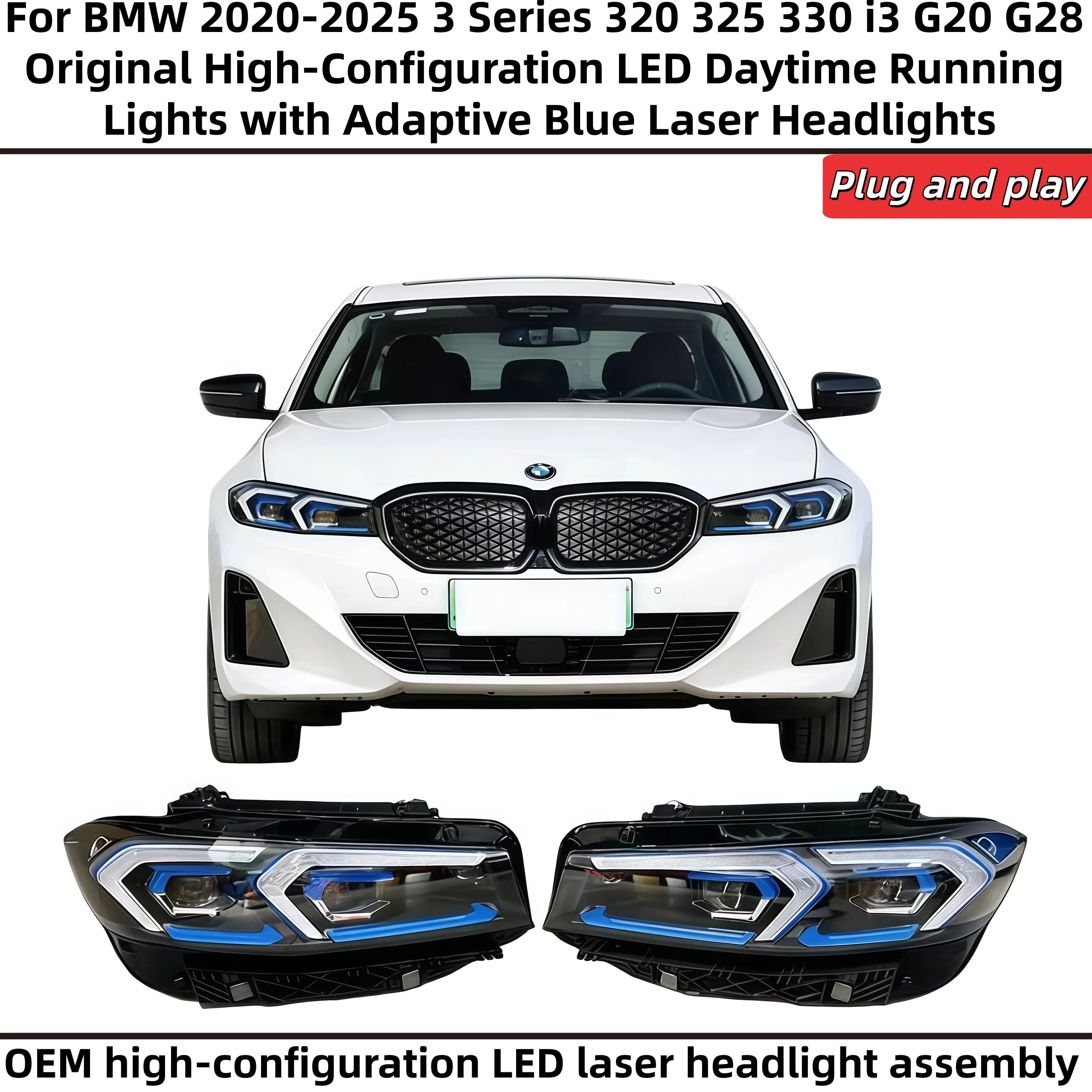 

For BMW 2020-2025 3Series 320 325 330 i3 G20 G28 original high-end LEDsteering daytime running blue eye laser headlight assembly