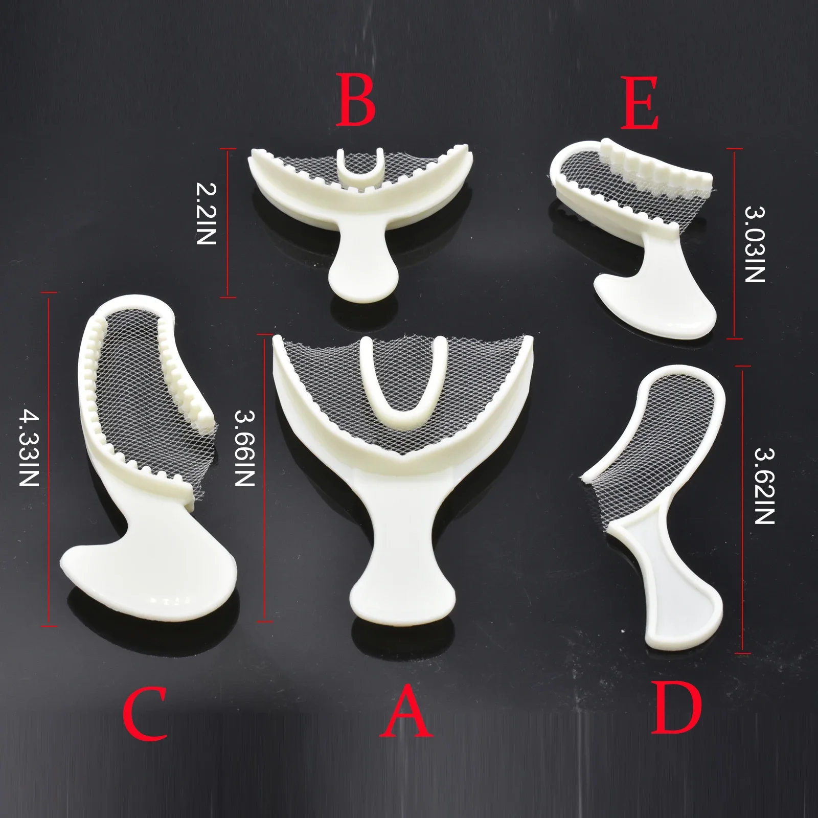 

10 Piece Disposable Plastic Dental Impression Trays Without Mesh for Lab Use Teeth Modeling and Dentist Training