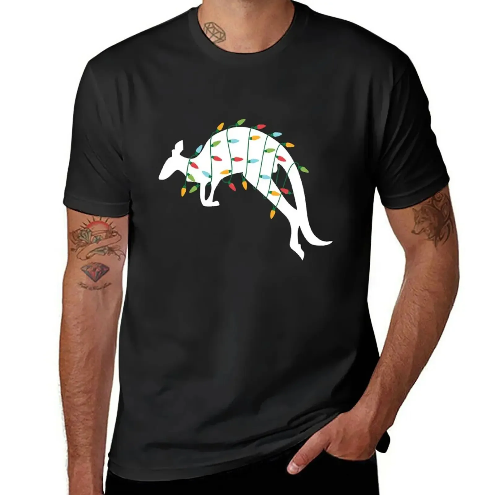 Christmas Lights Kangaroo T Shirt Zoo Animal Lover Xmas Gift T-Shirt Blouse graphic t shirts t shirts for men graphic