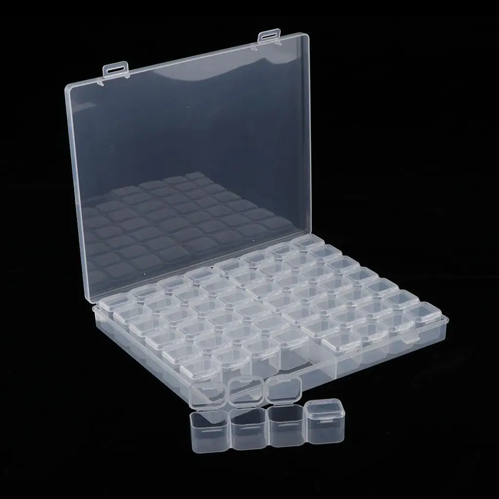 56 Grids Clear Storage Boxes Jewelry Nail Art Beads Pills Mini Item Cases