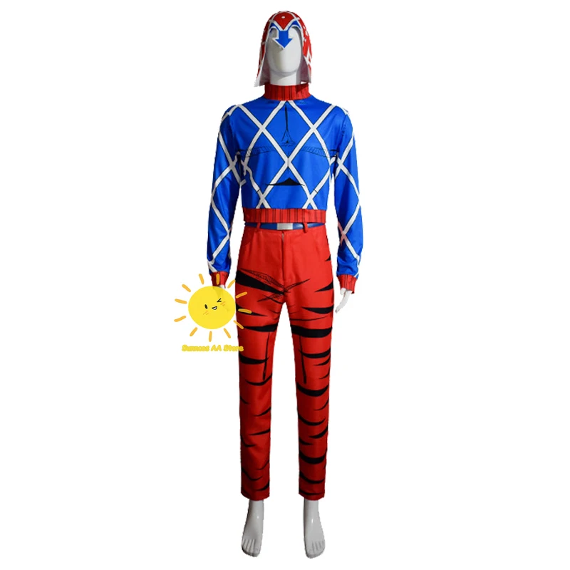 Anime Guido Mista Cosplay JoJo's Bizarre Adventure Golden Wind Cosplay Costume Guido Mista Suit Hat Carnival Party Cos Adult Men