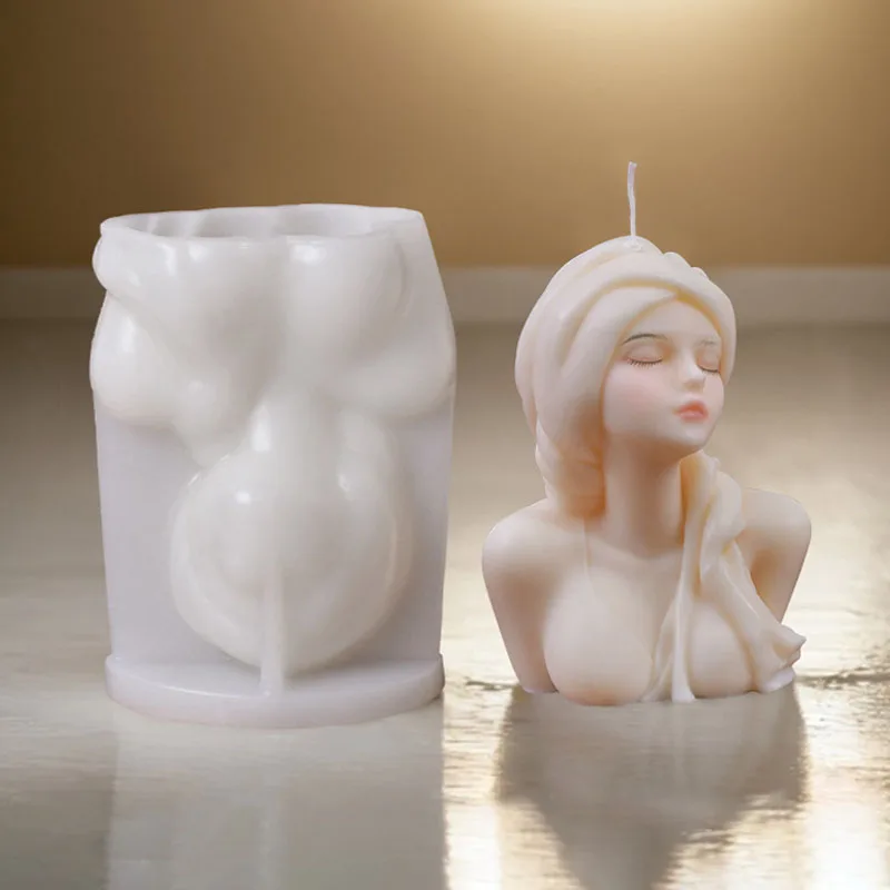 DIY Sweet Girls Portrait Candle Silicone Mold Handicraft 3D Ladies Bust Aromatherapy Candle Plaster Resin Mould Home Decor Gifts