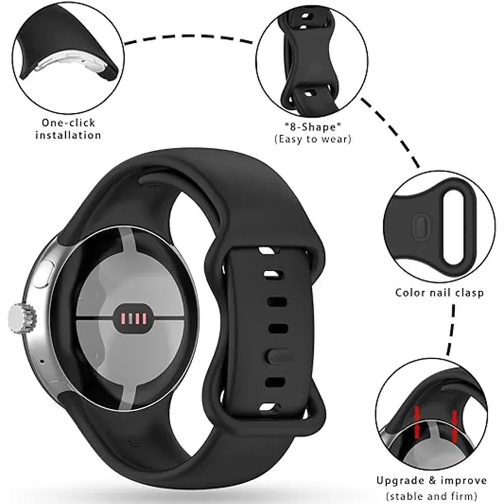 Силиконовый ремешок для Google Pixel Watch 3, 41 мм, 45 мм, сменный спортивный браслет Correa для Google Pixel Watch 2 3, аксессуары для ремешков