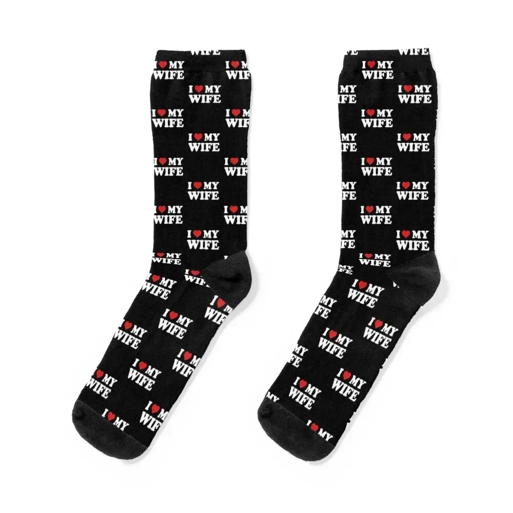 

I Love My Wife Socks funny gift compression anti slip football cotton Men's Socks Women's