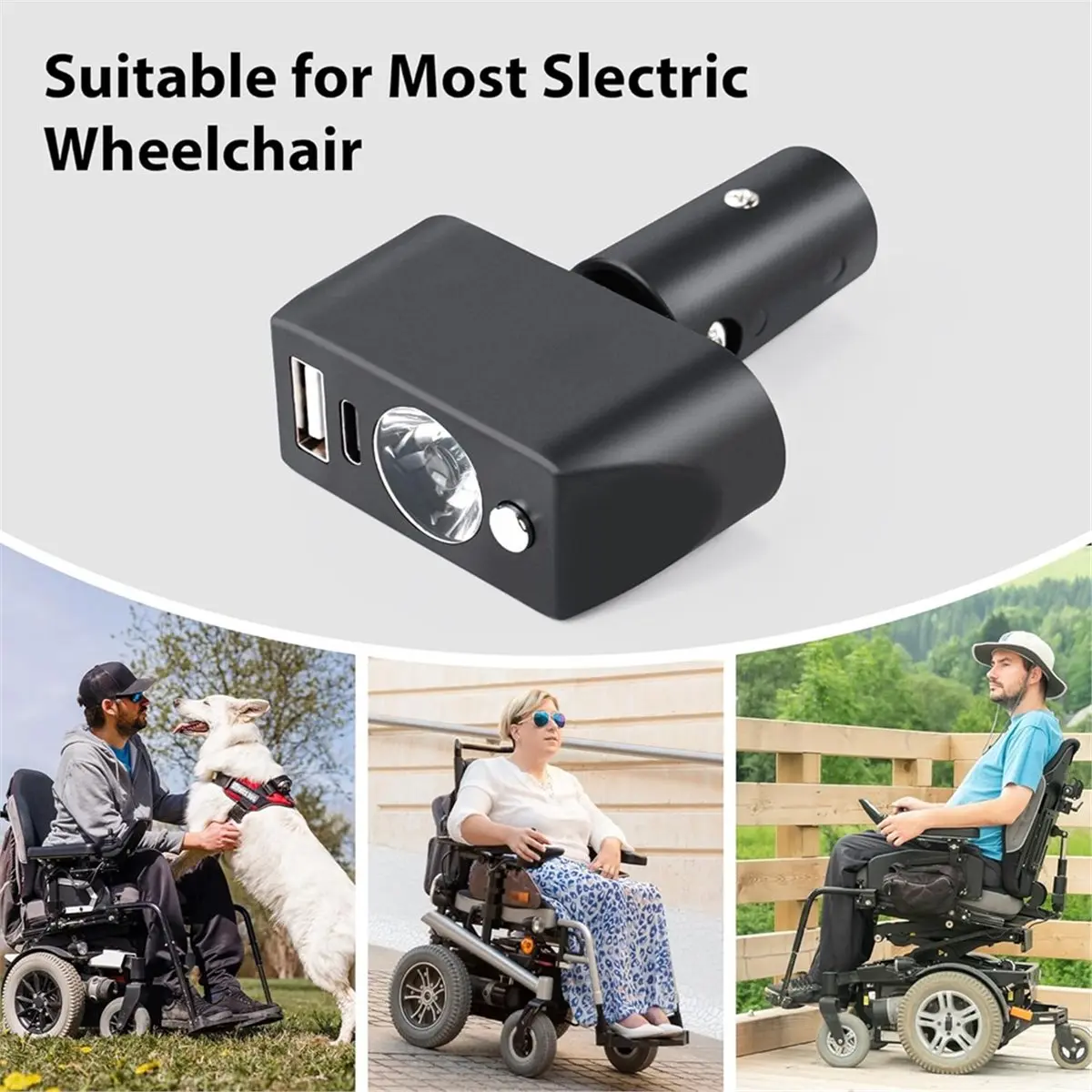 fitfit Electric Wheelchair Led Light Power Wheelchair Accessories, High Brightness Adjustable Angle, for Motorized Wheelchair