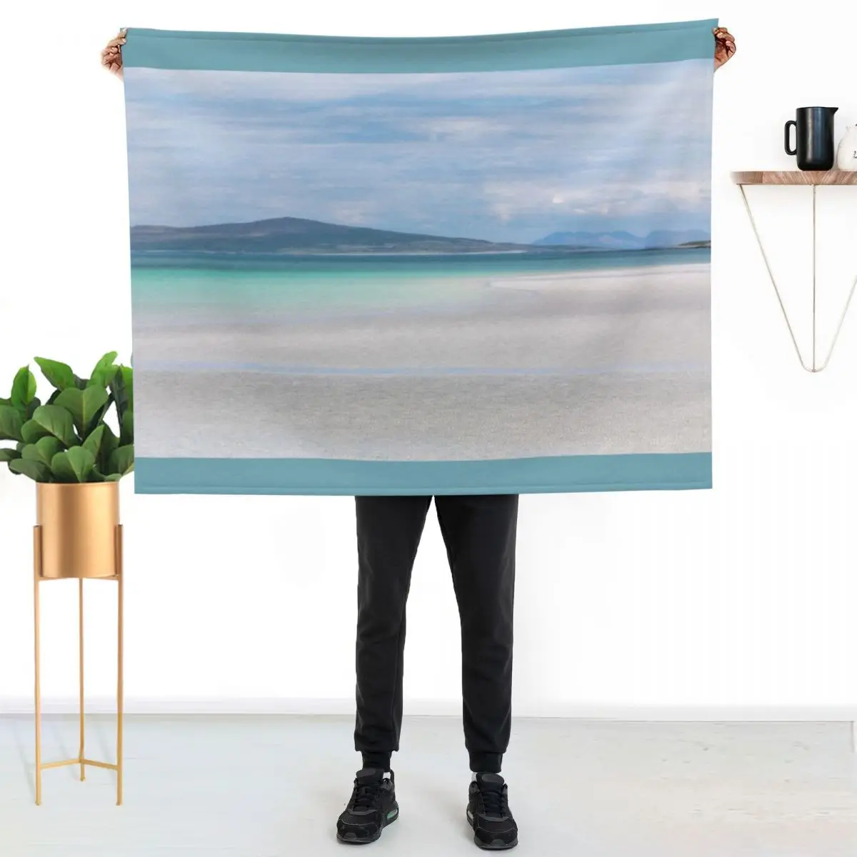 Clachan Sands Serene Scene North Uist Outer Hebrides Throw Blanket Flannel Soft Big Luxury Brand Heavy Camping Blankets