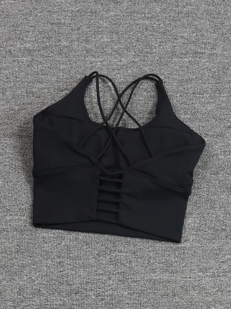 Hot Selling Women Push up Yoga Bra Longline Crop Tank Top Padded Workout Vest Running High Impact Sports bra