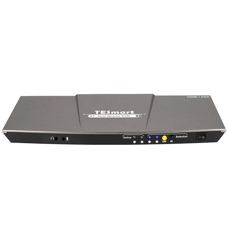 Hot Selling  2x2 (HDMI+VGA) KVM Switch easy to control 4x2 Dual Monitor KVM seamless Switching 4k