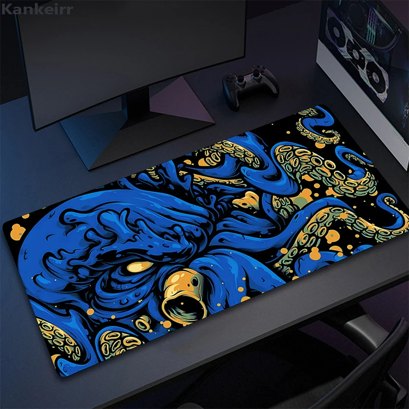 Alfombrilla de ratón grande para Gamer, Alfombra de escritorio con teclado grande, Octopus Monster, Pc HD, alfombrillas de escritorio personalizadas, alfombrilla de ratón de empresa Oni para regalo, 90x40cm