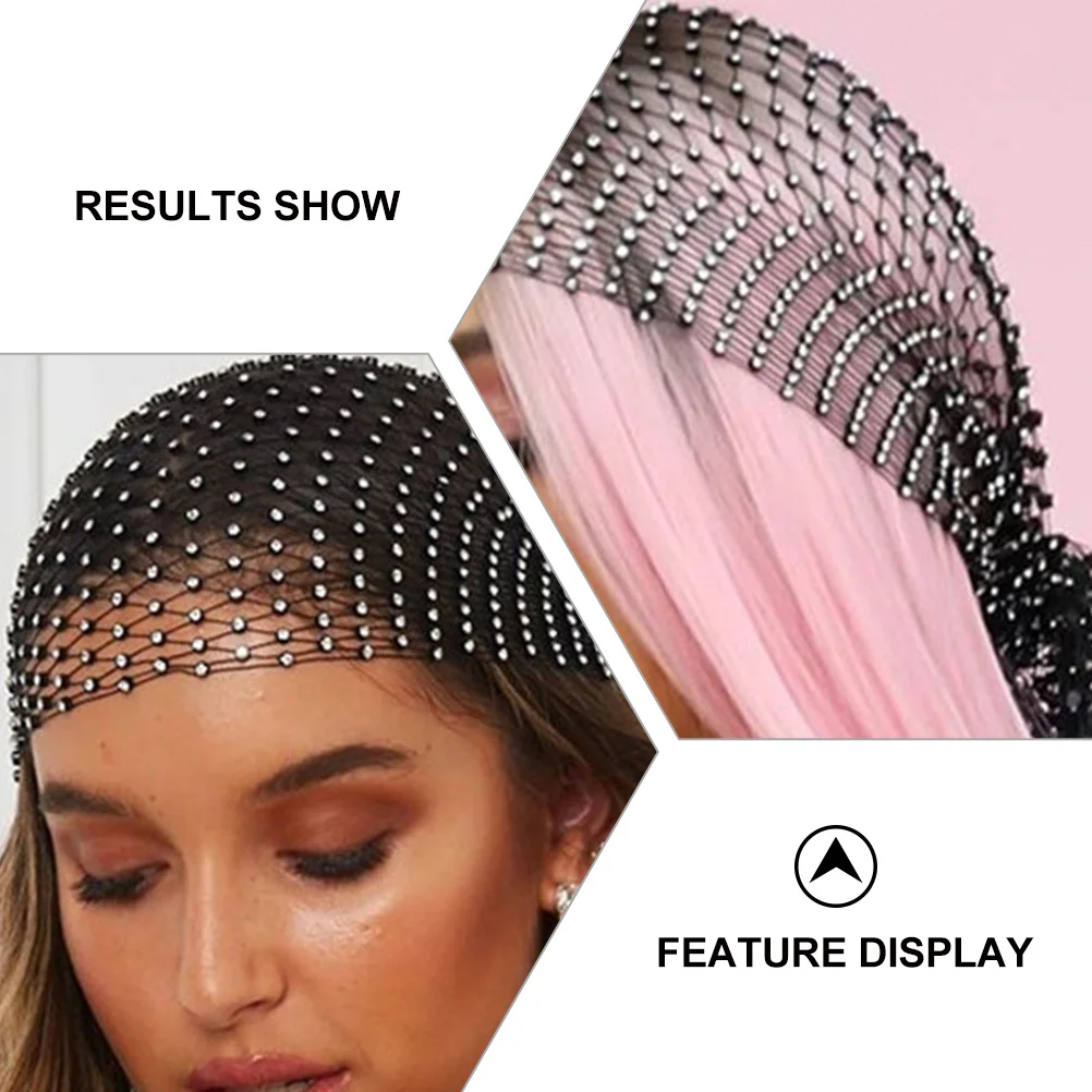 1Pcs Elastic Rhinestone Veil Headband Mesh Hair Accessory for Women Stylish Hair Decor Veil Headwear for Daily Wear