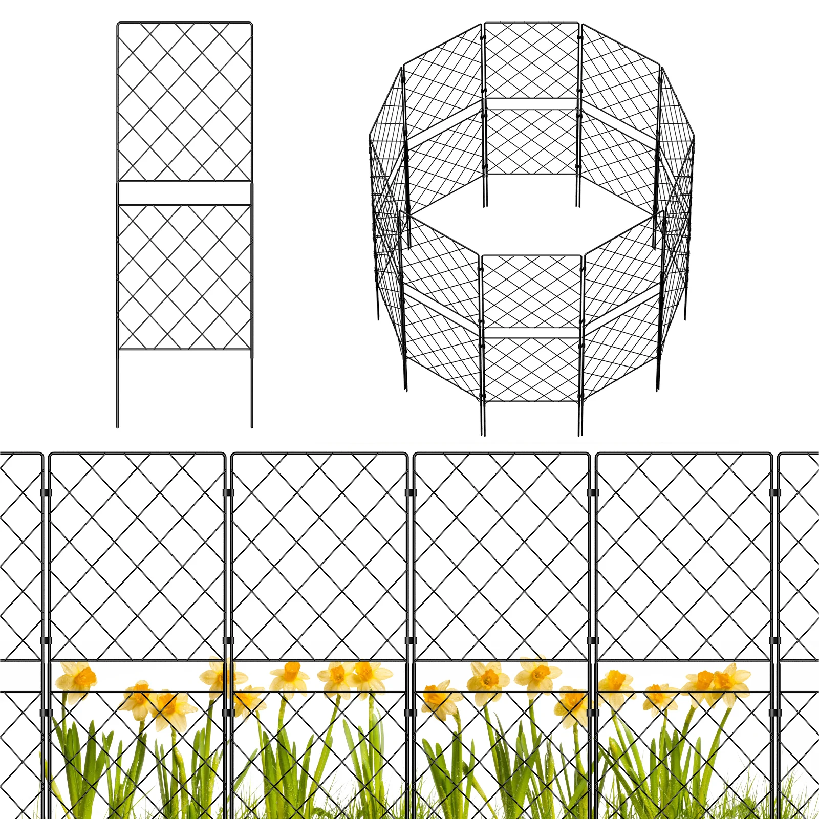 10 Pack Metal Wire Panel Border Animal Barrier Decorative Garden Fence for Patio