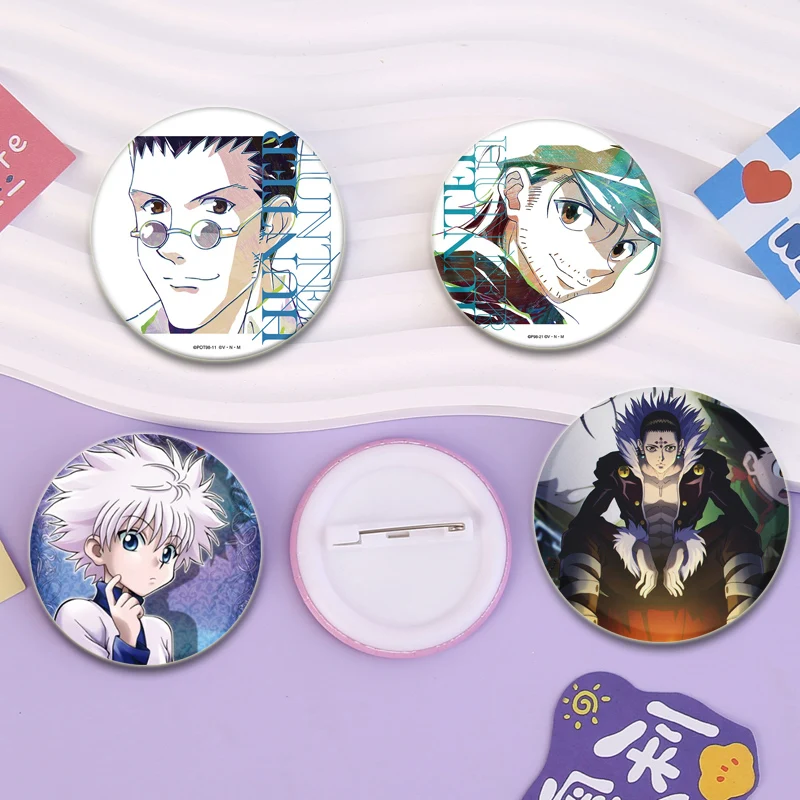 Anime Hunter X Hunter Brooches Zoldyck Killua Kurapika Freecss Gon Cartoon Badge Snap-in Pins for Backpack Accessories Gifts