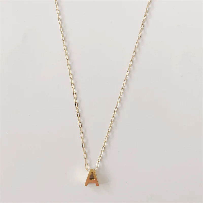 2023 New Fashion Women Ins 26 Initial Letter Pendant Paper Clips Chain Necklace Women Simple Letter Pendant Necklace Jewelry image 4